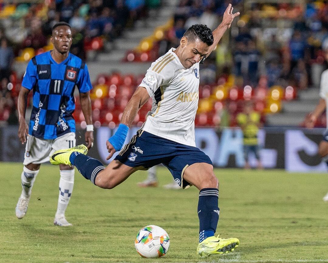 Radamel Falcao anotó su gol 347 y se convirtió en el máximo anotador colombiano de la historia. Foto: Twitter Millonarios.