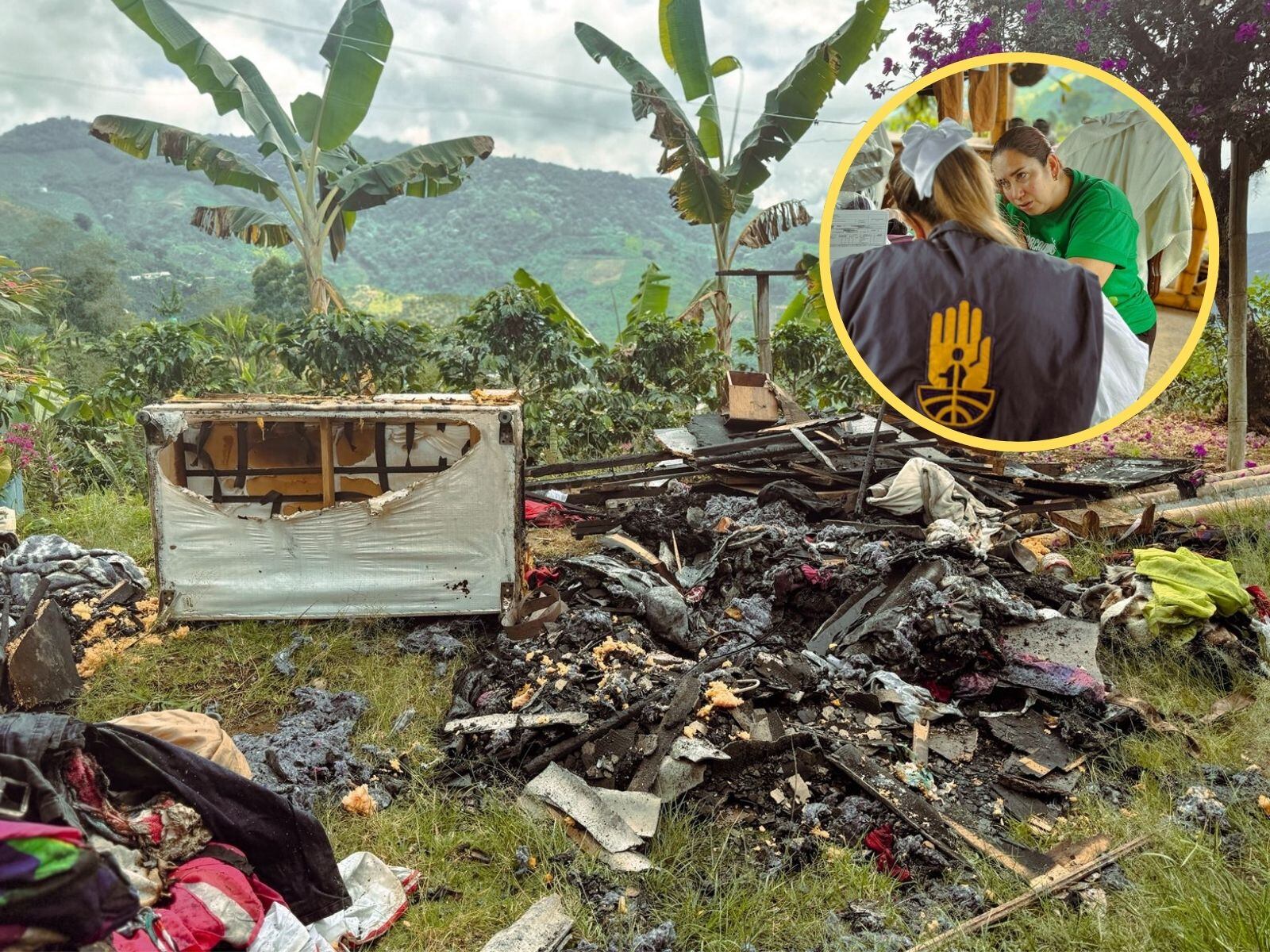 Incendio en Dosquebradas, Risaralda; familia campesina lo perdió todo (foto: Alcaldía de Dosquebradas)