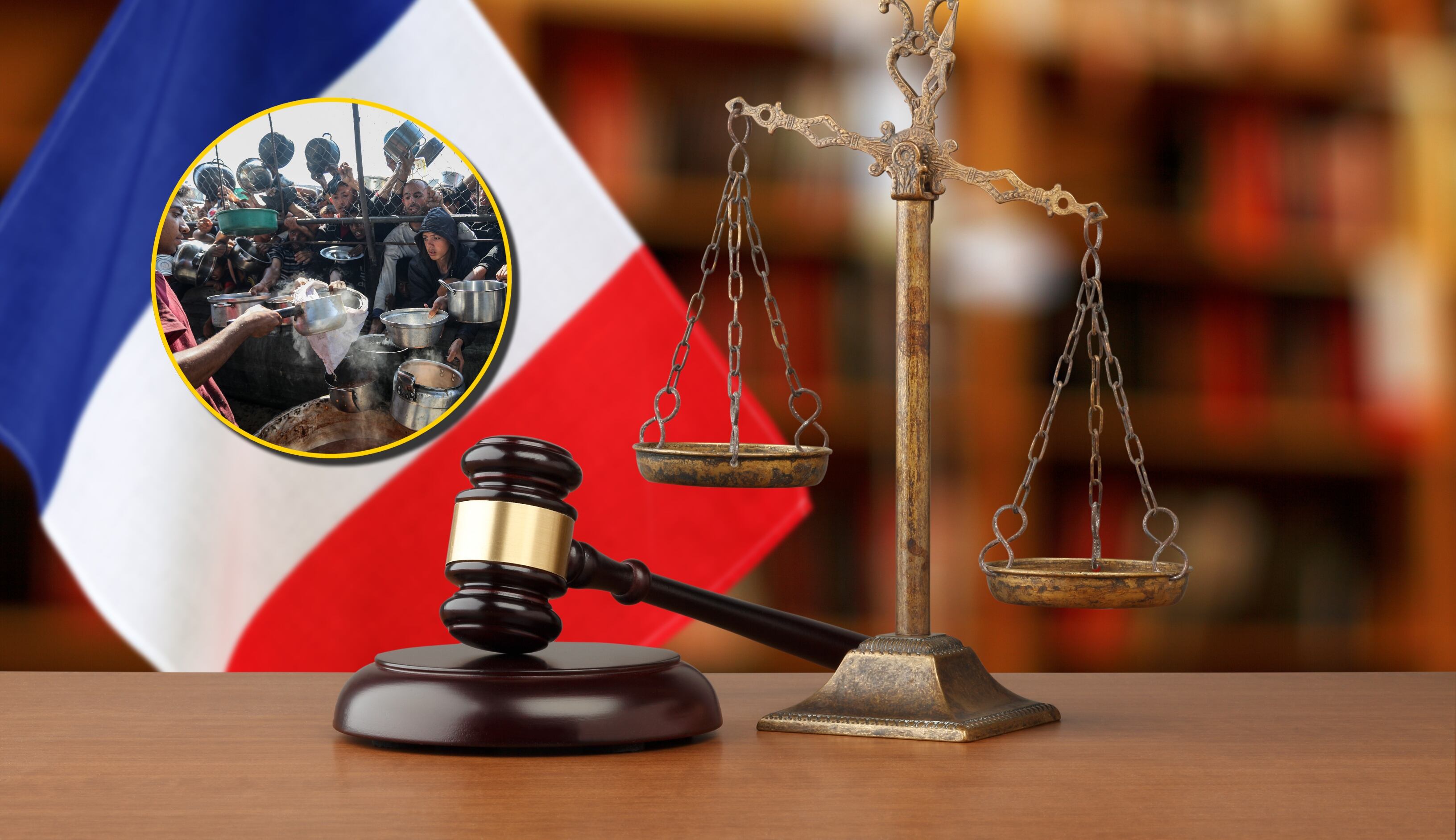 Referencia de justicia francesa y Gaza. Foto: studio casper y Khatib/Anadolu via Getty Images.