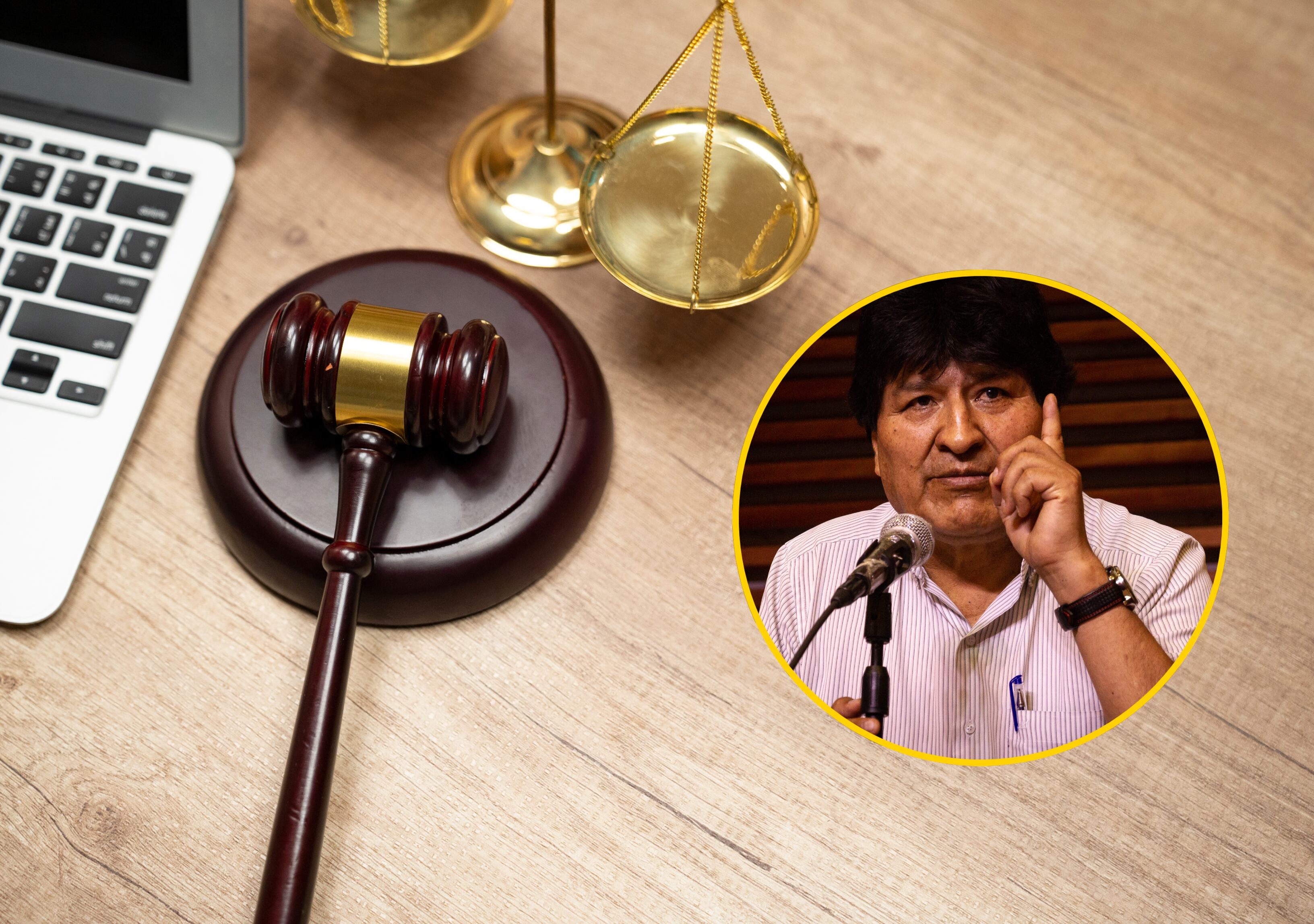 Referencia de Fiscalía y Evo Morales. Foto: Witthaya Prassongsin y Federico Rotter/NurPhoto via Getty Images.