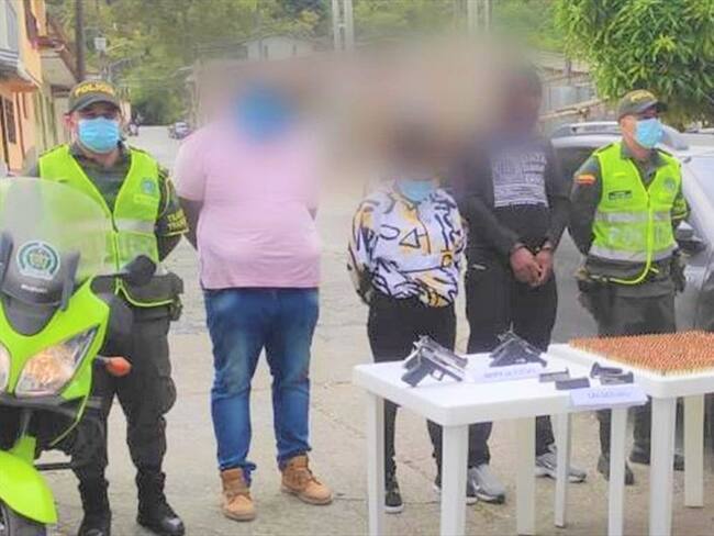 Los detenidos y el material incautado quedaron a disposición de la Fiscalía . Foto: Policía Nacional