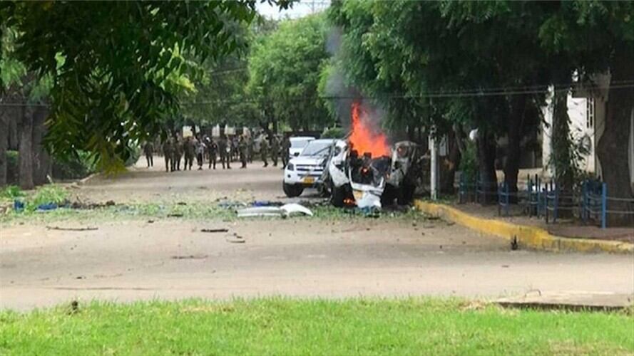 Carro bomba que explotó en la Brigada 30 en Cúcuta. Foto: Cortesía