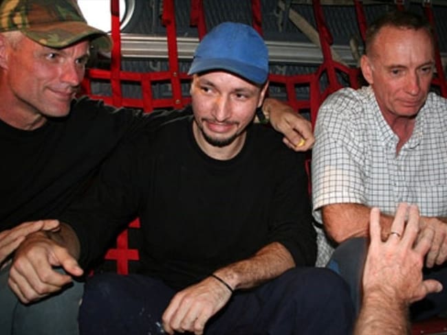 Keith Stansell, Marc Gonsalves y Thomas Howe, secuestrados por las FARC en 2003. Foto: Getty Images