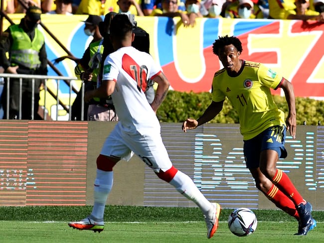 Juan Guillermo Cuadrado en el partido de la Selección Colombia ante Perú