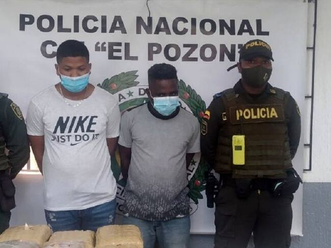 Edwar Luis de Avila Ríos, de 27 años, y Esneider Padilla Valdés, de 34, ya fueron puestos a disposición de la Fiscalía General de la Nación. . Foto: Cortesía Policía