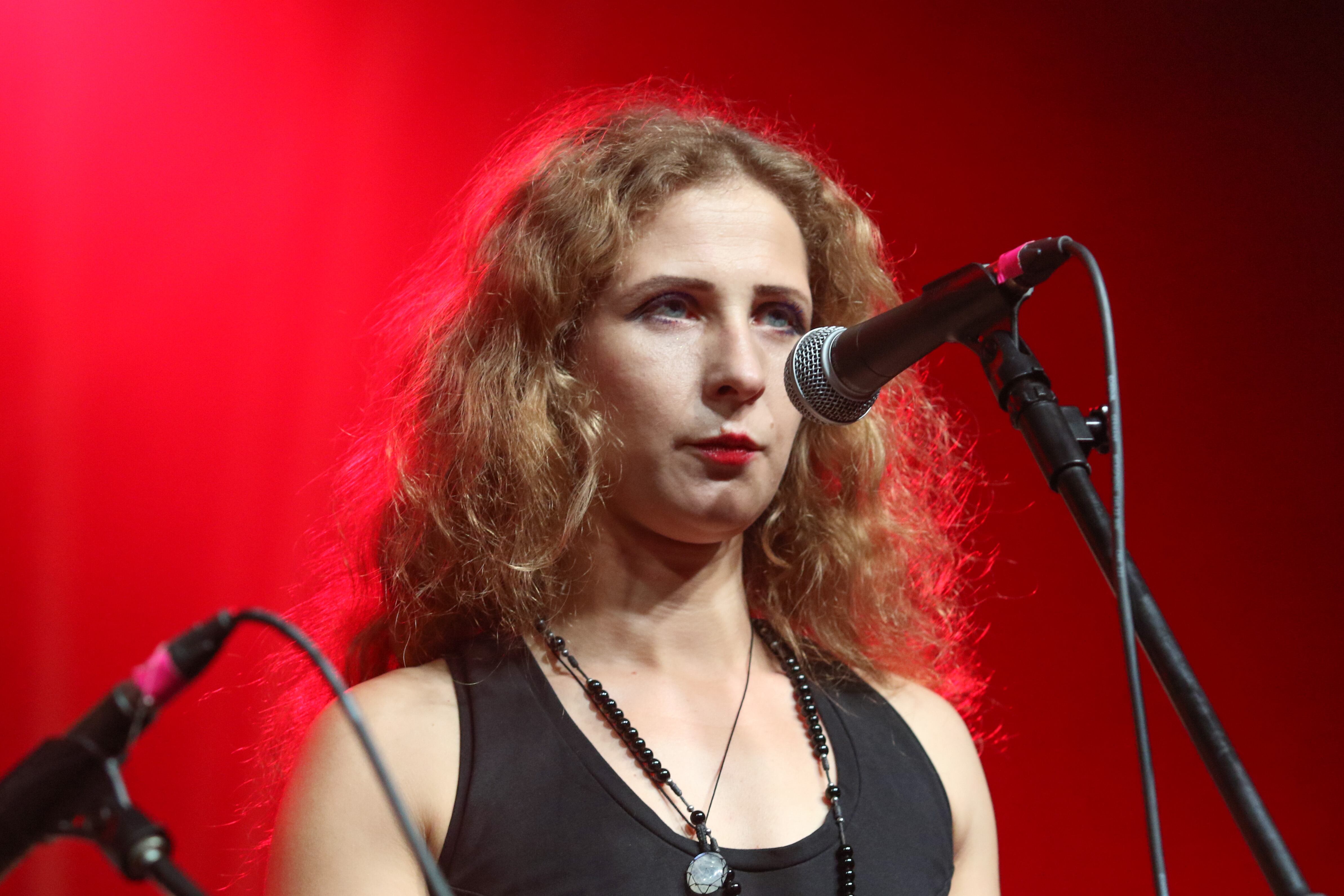Russian feminist protest punk rock group Pussy Riot performs "Riot Days" on the stage during the Solidarity of Arts Festival in Gdansk, Poland on 23 August 2019  (Photo by Michal Fludra/NurPhoto via Getty Images)