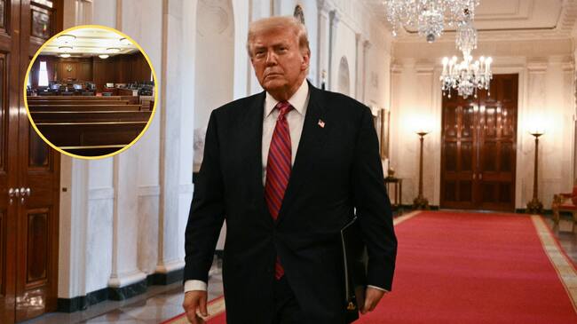 Donald Trump. Foto: BRENDAN SMIALOWSKI/AFP via Getty Images - Juicio. Foto: JEFFERSON SIEGEL/POOL/AFP via Getty Images.