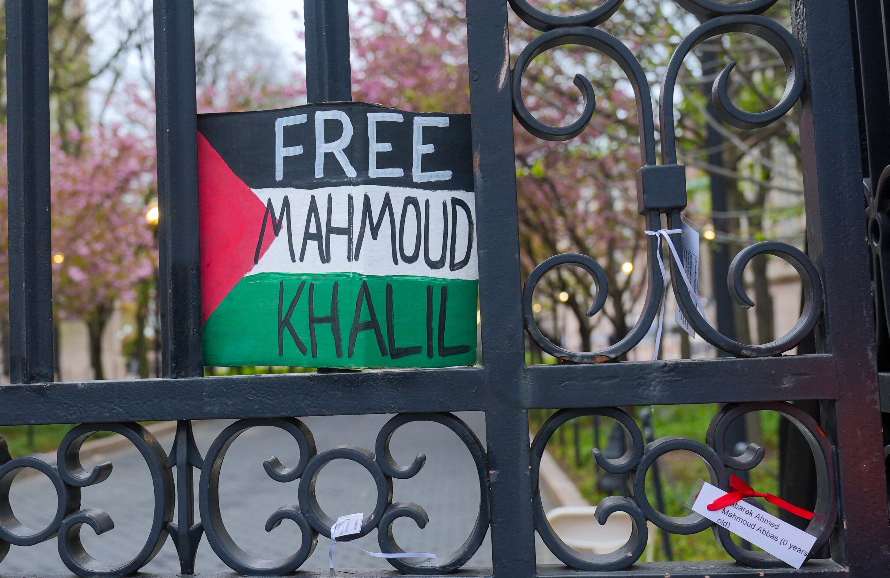 Referencia de liberación para Mohsen Mahdawi. Foto: Selcuk Acar/Anadolu via Getty Images.