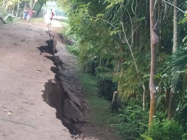 Colapso de vía en Cereté, Córdoba. Foto: cortesía