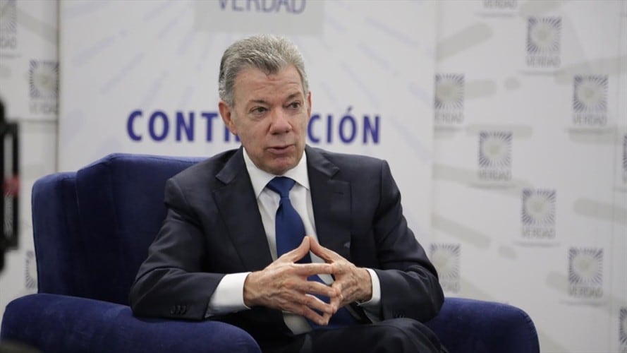 Expresidente Juan Manuel Santos compadeció ante la Comisión de la Verdad por falsos positivos. Foto: Cortesía: Comisión de la Verdad