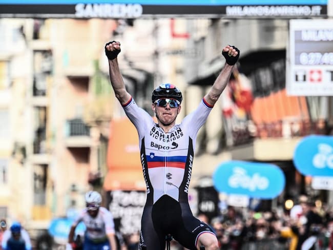 Matej Mohoric ganador de la Milan-San Remo (Photo by Marco BERTORELLO / AFP) (Photo by MARCO BERTORELLO/AFP via Getty Images)