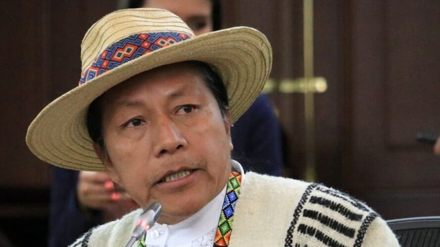 Valencia repudió las aseveraciones relacionadas con supuestos nexos de la extinta guerrilla de las Farc y el Consejo Regional Indígena del Cauca, Cric. Foto: Prensa Feliciano Valencia