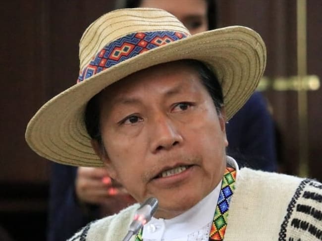 Valencia repudió las aseveraciones relacionadas con supuestos nexos de la extinta guerrilla de las Farc y el Consejo Regional Indígena del Cauca, Cric. Foto: Prensa Feliciano Valencia
