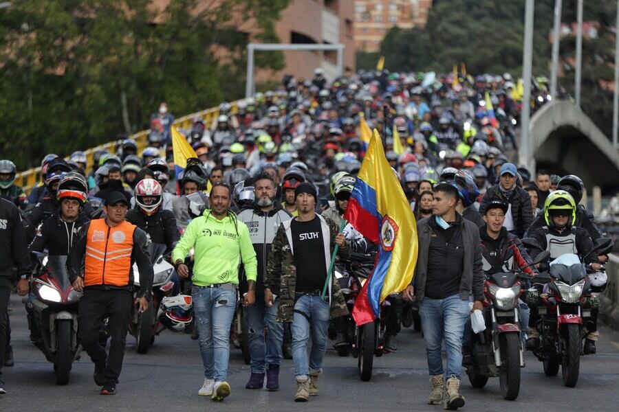 Manifestaciones de motociclistas en Bogotá. Foto: Colprensa.