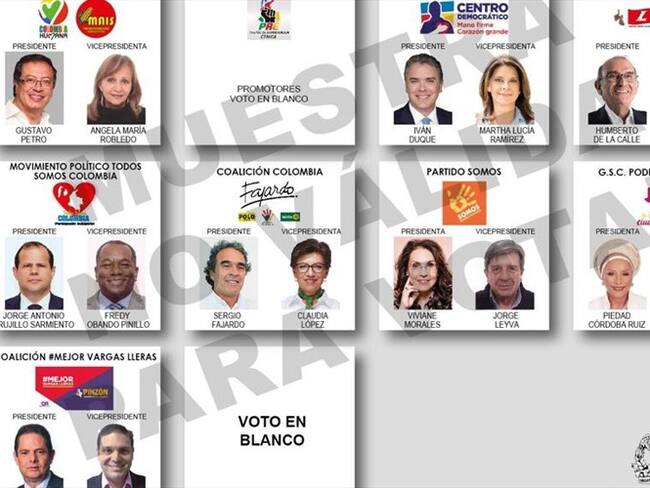Así quedó el tarjetón para las elecciones presidenciales
