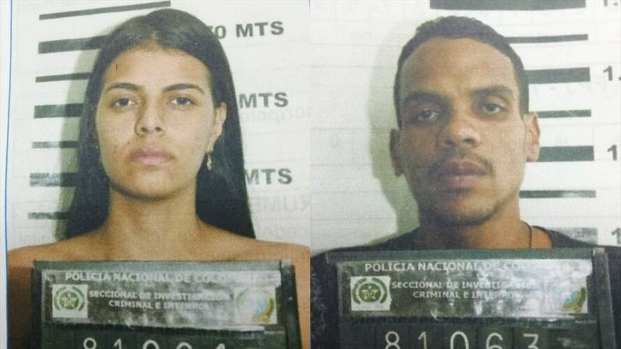 Los delincuentes fueron identificados como Katherine Paola Díaz y Marlon Caicedo. Foto: Policía Nacional