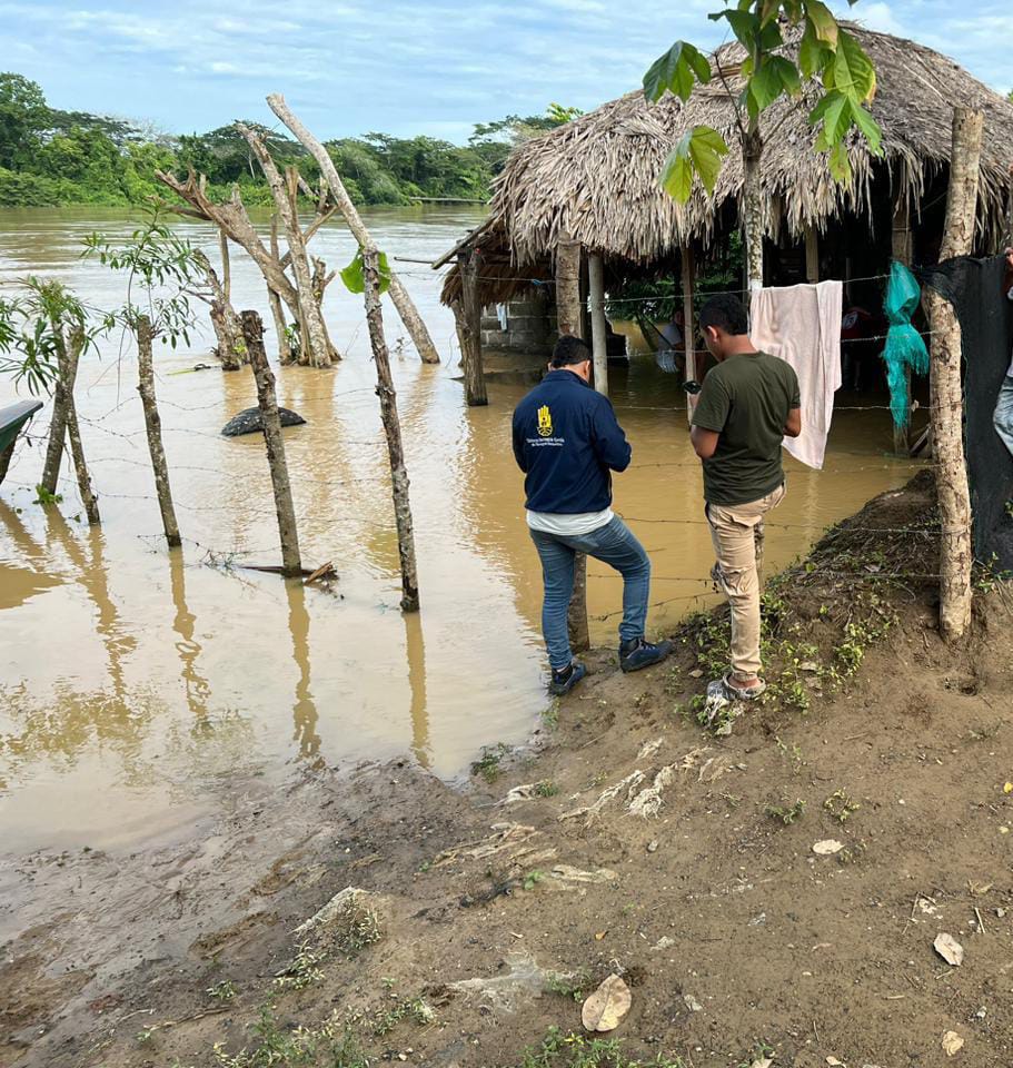 Cerca de 35 familias están afectadas por desbordamientos del río Sinú en zona rural. Foto: prensa Alcaldía de Montería.