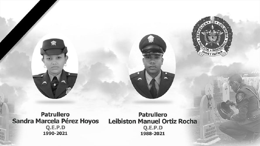 Se anunció el esclarecimiento en dos días del homicidio de los patrulleros Sandra Marcela Pérez Hoyos y Leibiston Manuel Ortiz Rocha. Foto: Colprensa / EXTERNOS