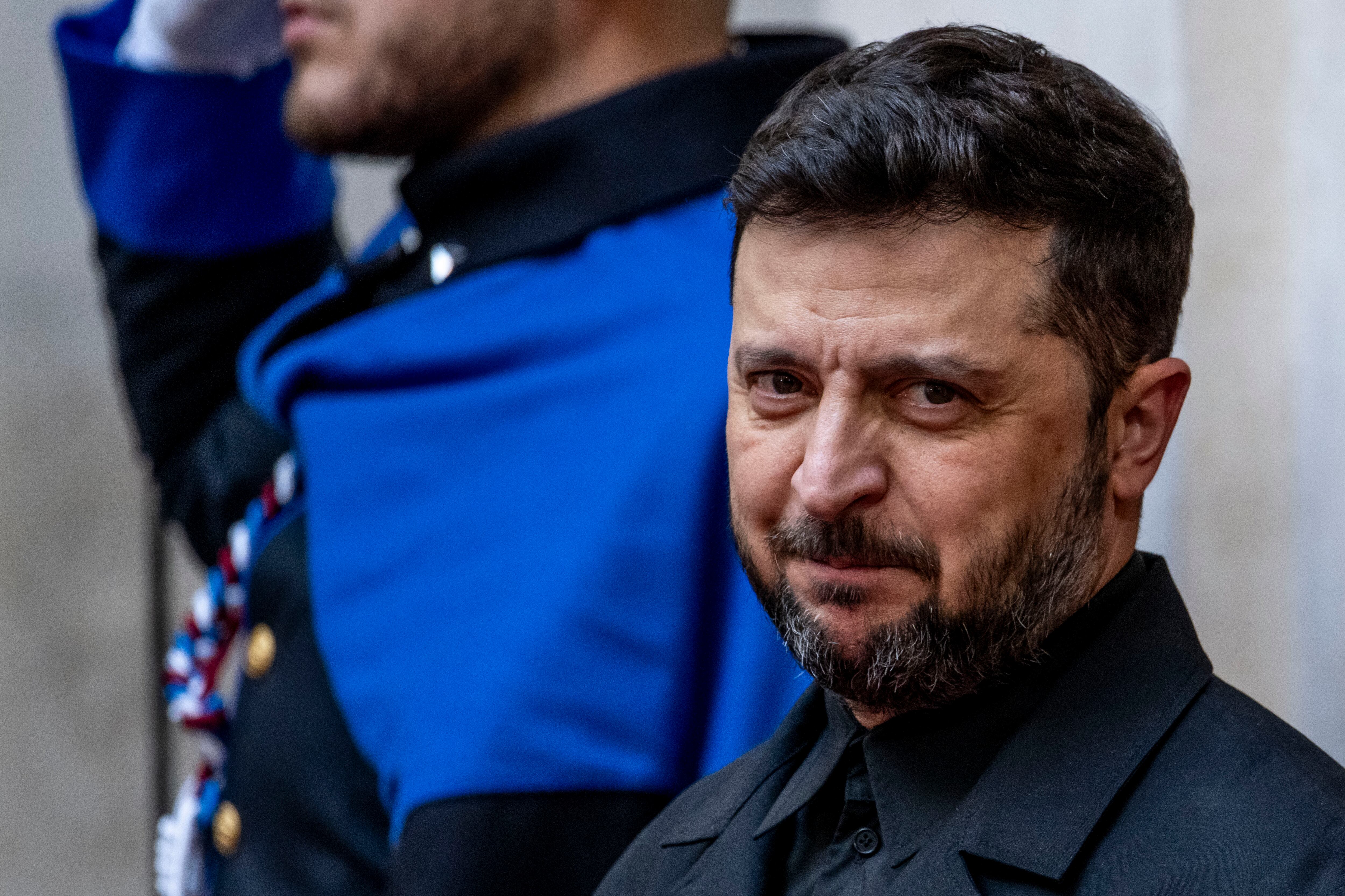 El presidente de Ucrania, Volodímir Zelenski, en el Palacio Chigi de Roma, el 9 de diciembre de 2025. FOTO: Antonio Masiello/Getty Images