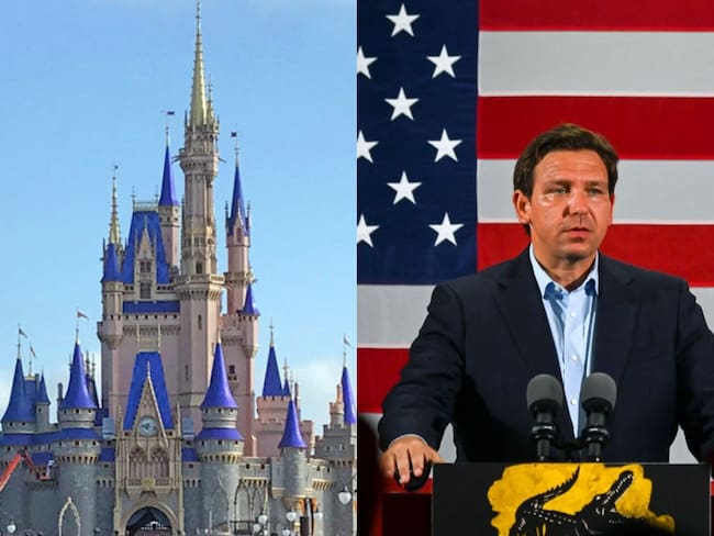 Disney en Florida y gobernador de Florida, Ron DeSantis. Fotos: Getty Images.