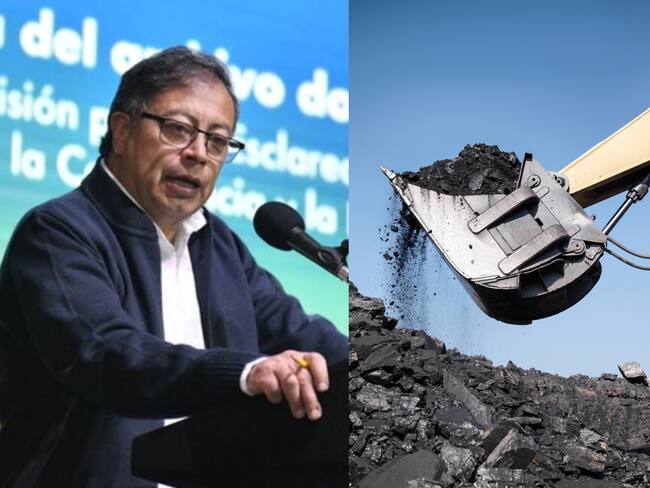 Gustavo Petro y mina de carbón. Foto: (Presidencia de Colombia) / Getty Images