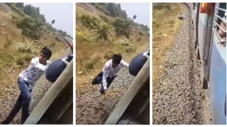 Hombre cae de un tren en movimiento y se salva de ser arrollado. Foto: Captura de pantalla