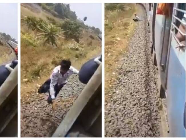 Hombre cae de un tren en movimiento y se salva de ser arrollado. Foto: Captura de pantalla
