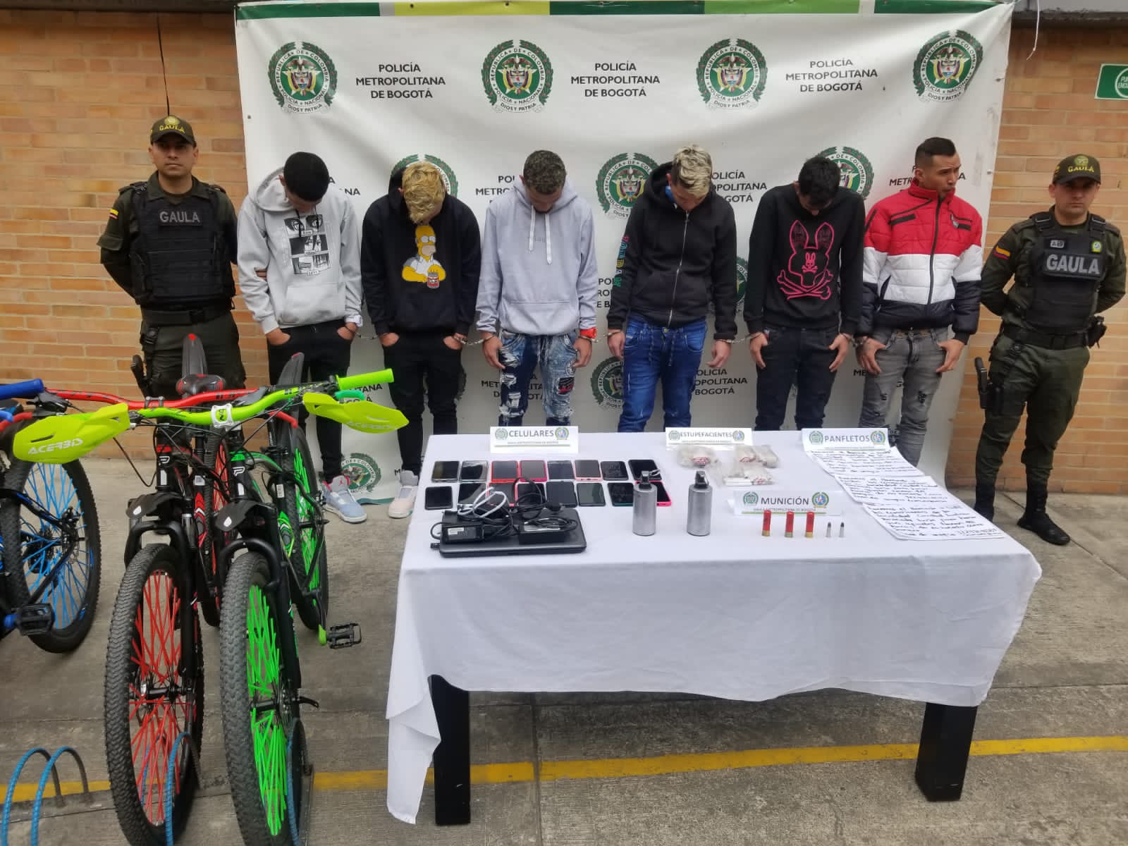 Captura de banda que se hacía pasar por el Tren de Aragua. Foto: Policía de Bogotá