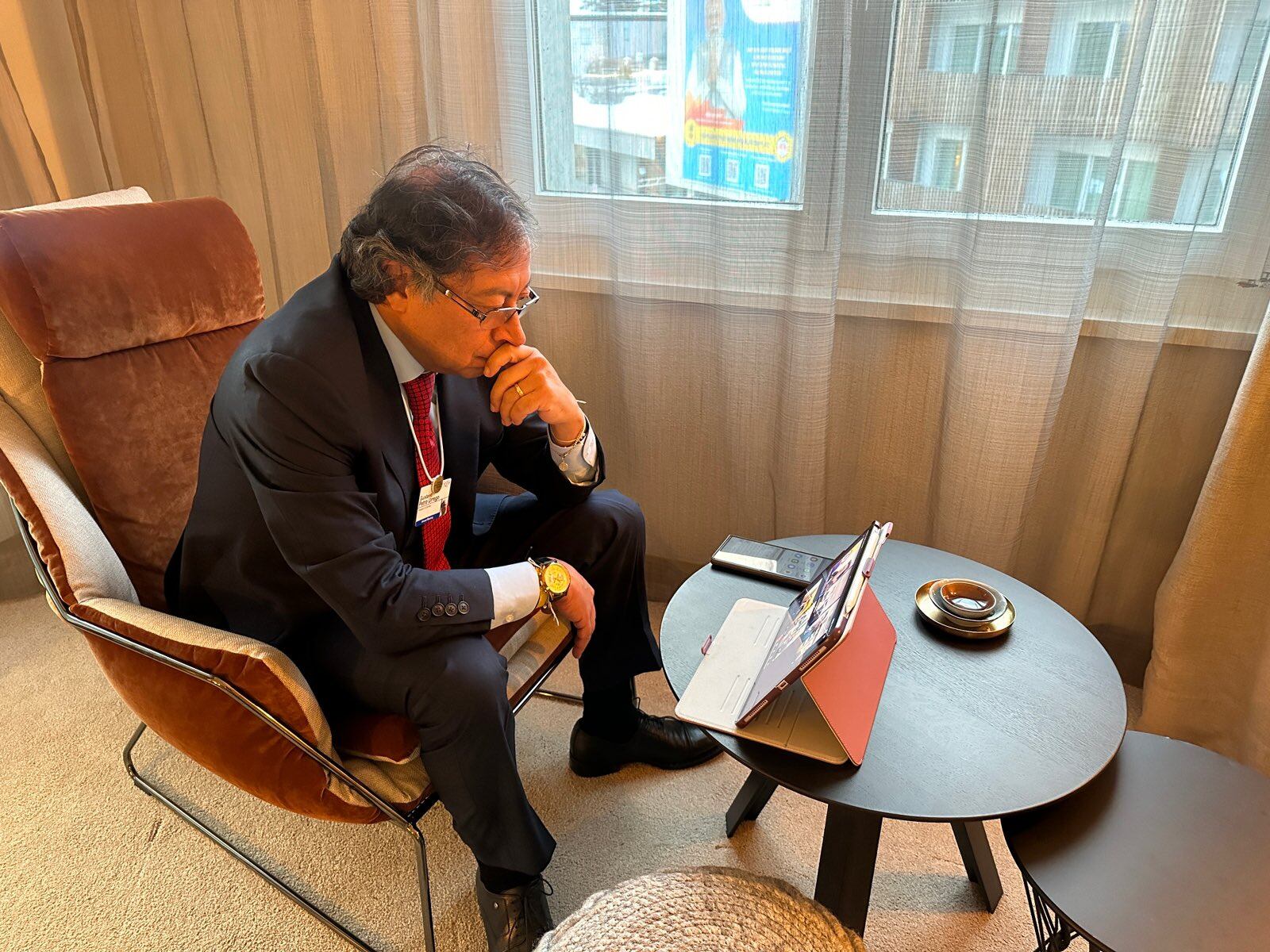 El presidente de Colombia Gustavo Petro desde Davos, Suiza. Cortesía: Presidencia de Colombia.