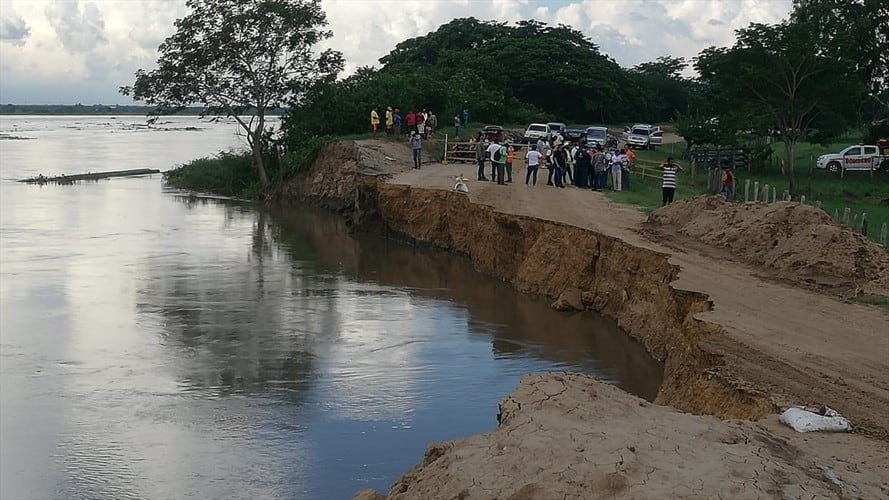 Vía Salamina - El Piñón, kilómetro 2,1 lugar de la emergencia. Foto: Cortesía: Personería de Salamina