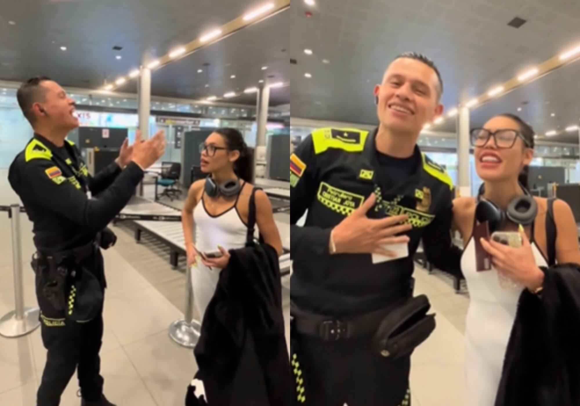 Patrullero de la Policía le cantó a Ana del Castillo en pleno aeropuerto: “entregué el corazón”