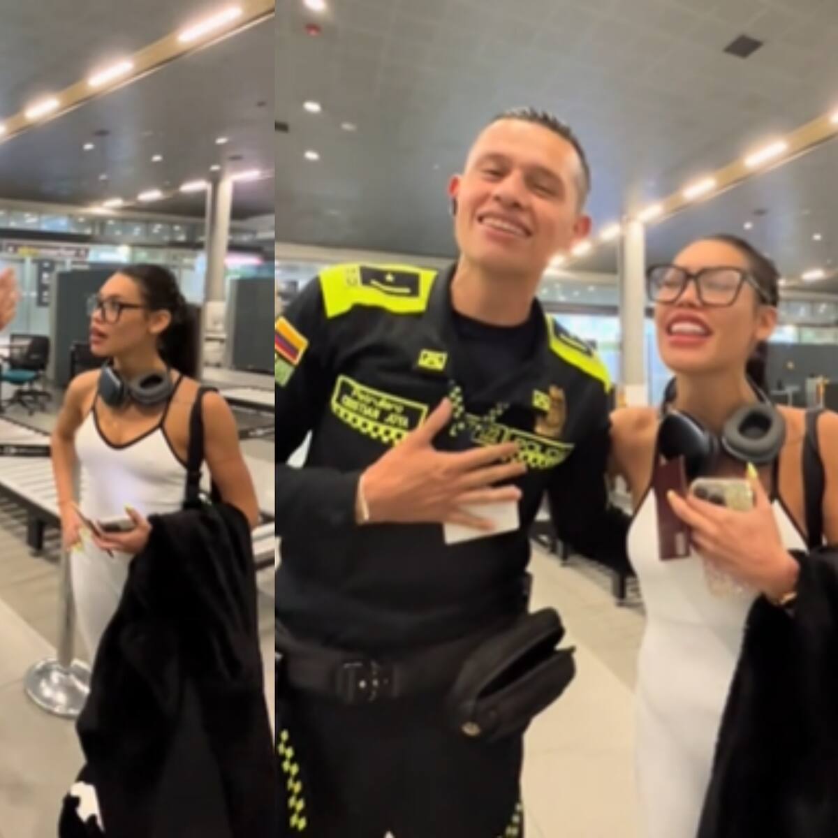 Patrullero de la Policía le cantó a Ana del Castillo en pleno aeropuerto: “entregué el corazón”