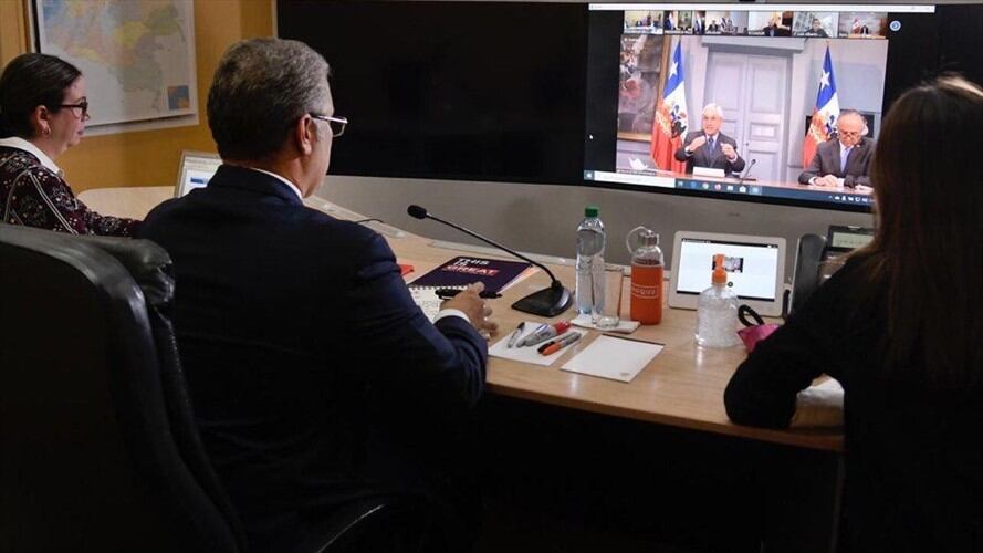 El presidente de la República se reunió, por videoconferencia, con sus homólogos de la región. Foto: Presidencia de la República