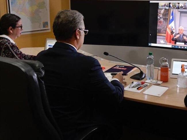 El presidente de la República se reunió, por videoconferencia, con sus homólogos de la región. Foto: Presidencia de la República