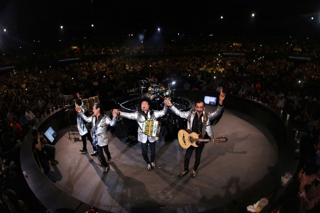 MONTERREY, MEXICO - OCTOBER 29: Tigres del Norte band during a concert at Domo Care on October 29, 2021 in Monterrey, Mexico. (Photo by Medios y Media/Getty Images)