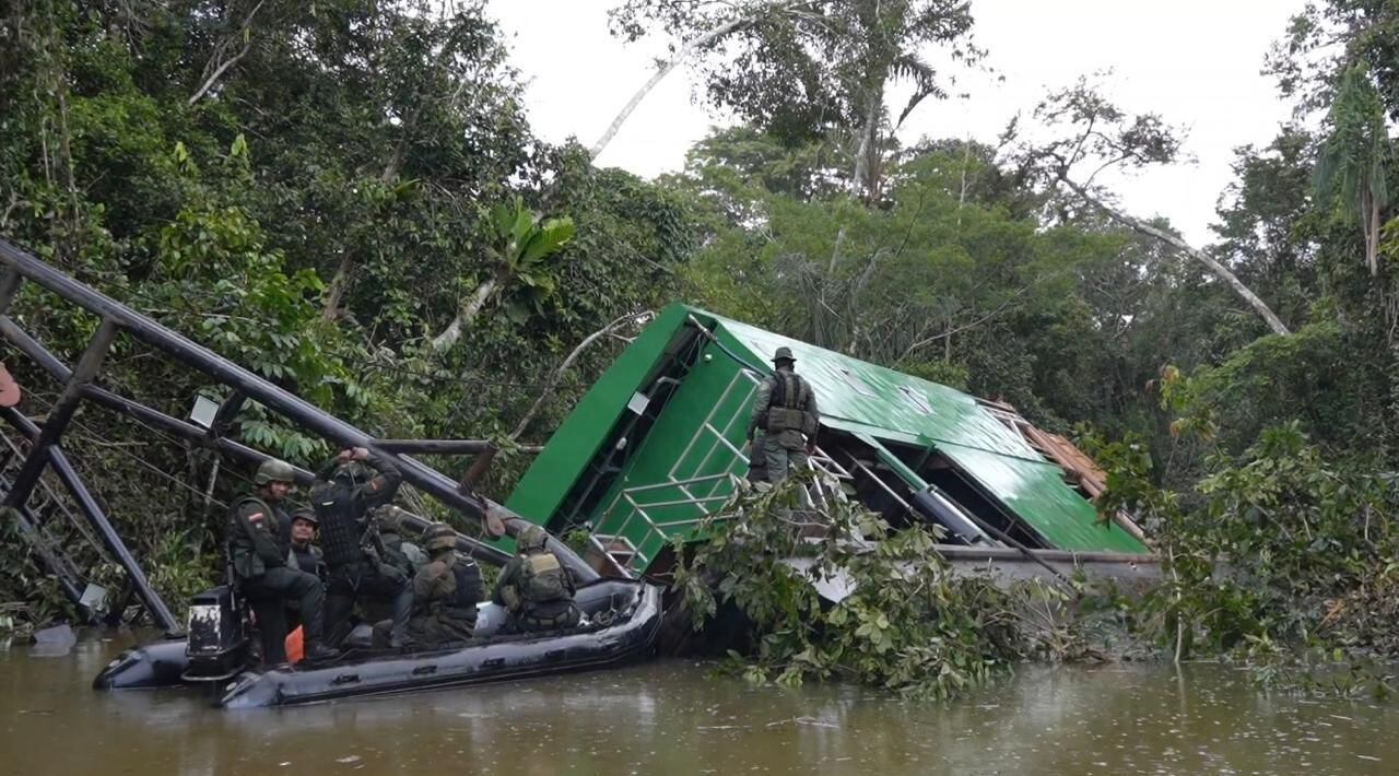Golpe contra la explotación ilícita de yacimientos mineros en la Amazonía Colombiana. Foto: suministrada.