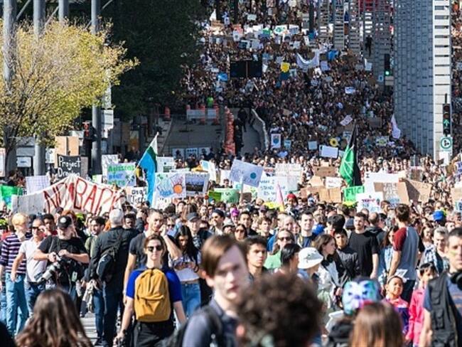 Greta Thunberg lidera gigante manifestación por el clima en Montreal. Foto: Getty Images