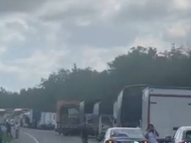 Foto: Bloqueo en la Troncal del Caribe/ Cortesía.