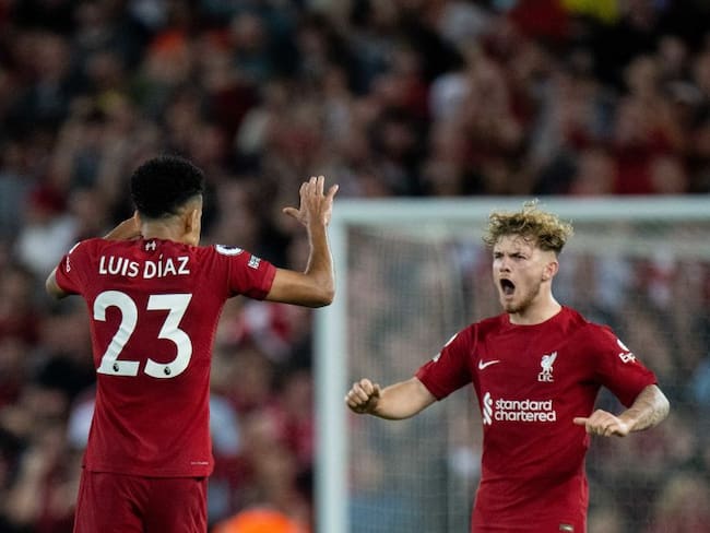 Luis Díaz (izquierda) y Harvey Elliot (derecha) jugadores del Liverpool. Foto: Getty Images.