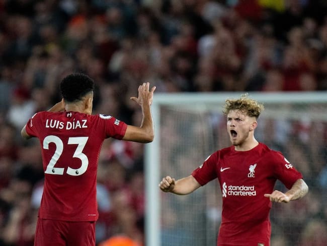 Luis Díaz (izquierda) y Harvey Elliot (derecha) jugadores del Liverpool. Foto: Getty Images.
