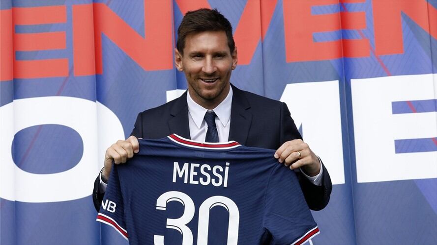 Lionel Messi en su presentación con el PSG. Foto: Antoine Gyori/ Corbis via Getty Images