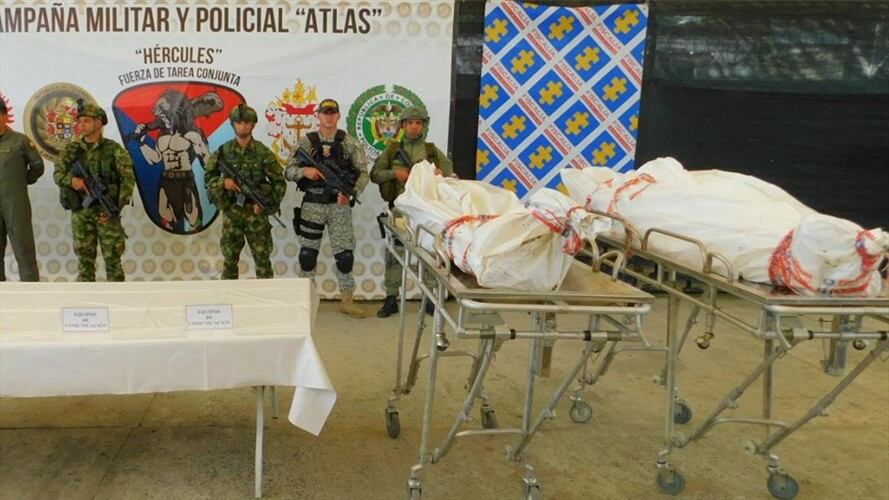 Cuerpos de Guacho y Pitufín son llevados a Bogotá. Foto: Ejército Nacional