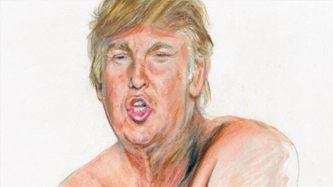 Fragmento de la controversial obra de Donald Trump desnudo, titulada "Make America Great Again". Foto: BBC Mundo