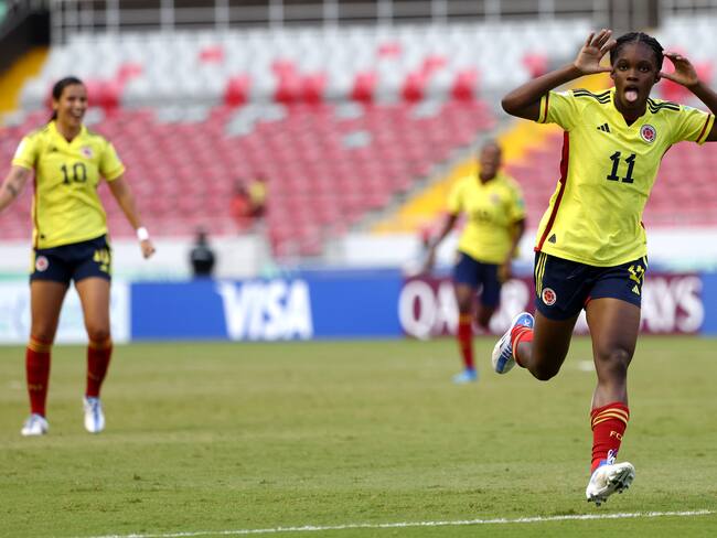 Linda Caicedo celebra su gol ante Nueva Zelanda. Foto: Katelyn Mulcahy - FIFA/FIFA via Getty Images