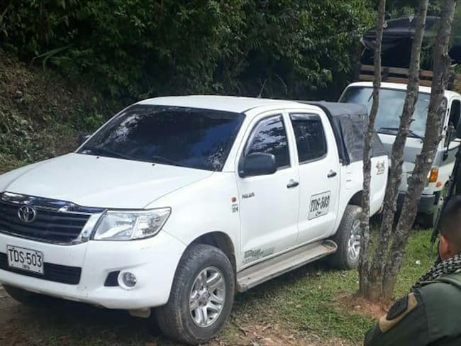 El vehículo implicado es una camioneta Toyota Hilux de placa TDS 503, de propiedad de Transvego. Foto: Cortesía Unicauca Estéreo 104.1