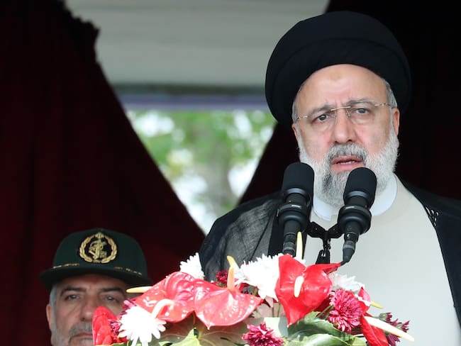 Tehran (Iran (islamic Republic Of)), 17/04/2024.- (FILE) - Iranian President Ebrahim Raisi speaks during the annual Army Day in a military base in Tehran, Iran, 17 April 2024 (reissued 20 May 2024). According to Iranian state media, President Raisi, Foreign Minister Hossein Amir Abdolahian and several others were killed in the crash. Raisi was returning after an inauguration ceremony of the joint Iran-Azerbaijan constructed Qiz-Qalasi dam at the Aras River. (Azerbaiyán, Teherán) EFE/EPA/ABEDIN TAHERKENAREH