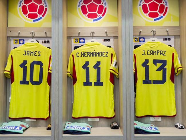 Camerino de la Selección Colombia antes del partido contra Brasil. 16 de noviembre de 2023. Foto: Twitter Selección Colombia.