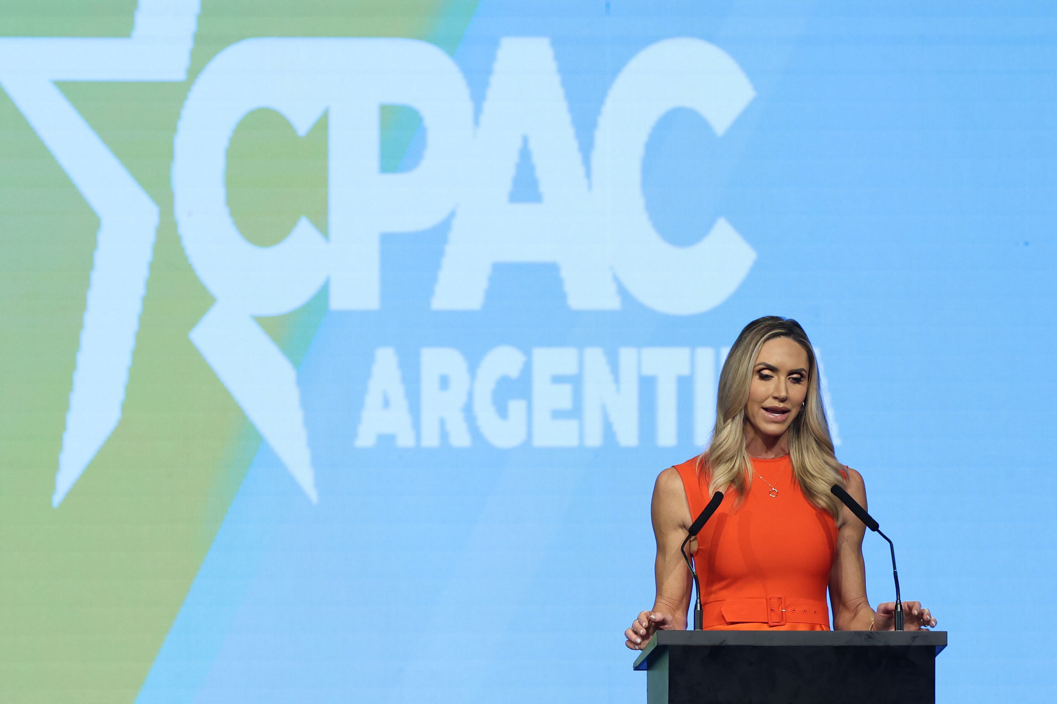 La vicepresidenta del comité republicano, Lara Trump. EFE/ Juan Ignacio Roncoroni