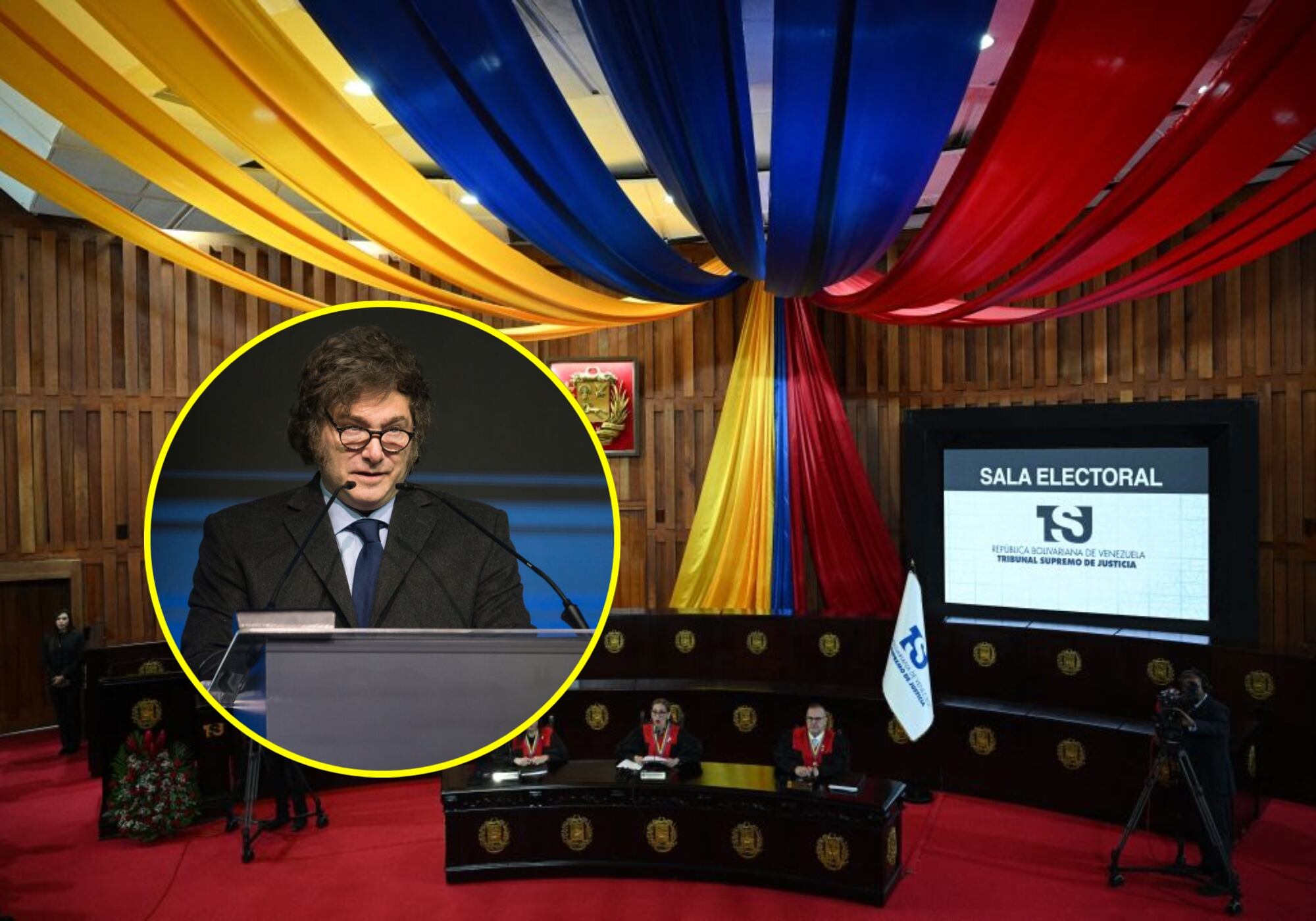 Tribunal Superior de Venezuela y Javier Milei. Foto:   (Photo by Pedro H. Tesch/Getty Images) / (Photo by FEDERICO PARRA/AFP via Getty Images)