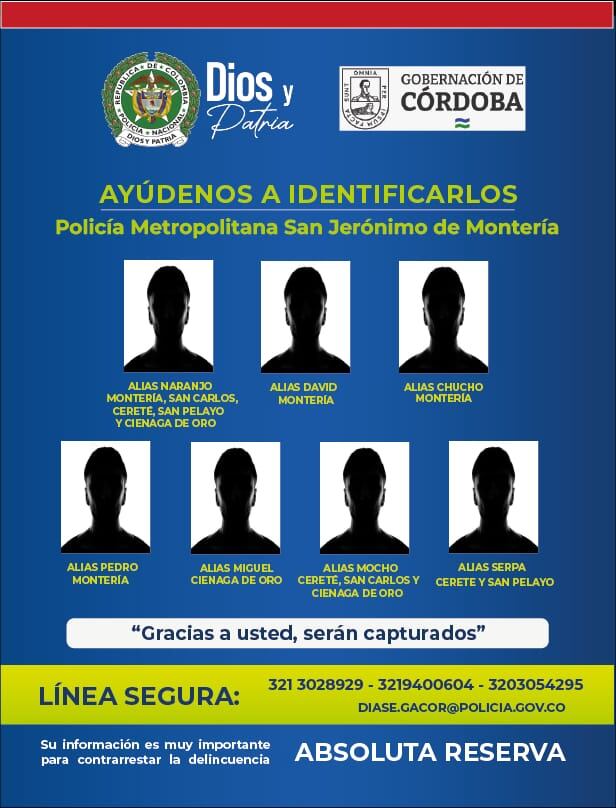 Ataques contra droguerías en Córdoba: ofrecen recompensa para capturar a alias ‘Naranjo’. Foto: Policía Nacional.